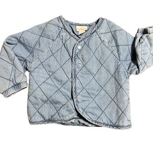 CAT & JACK | DIAMOND QUILTED CHAMBRAY BOMBER JACKET | BLUE | BABY GIRL | 6-9M